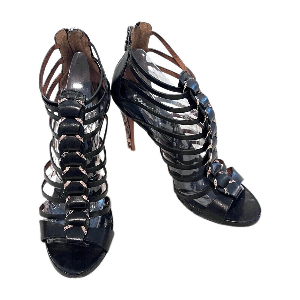 Coach Josey Women’s Sandals Heels Size 9.5 B Black Leather Snake Animal Skin